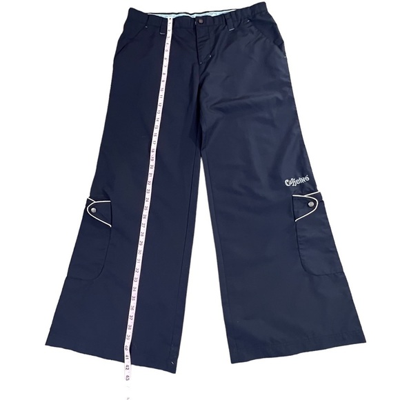 Vintage Rave Goth Navy Blue Extra Wide Leg Baggy Cargo Pants by Caffeine Y2K 90s - Picture 6 of 14